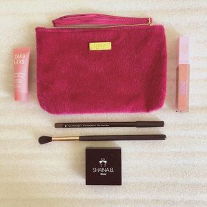 Ipsy Cosmetic Bag Fuzzy Pink Wristlet